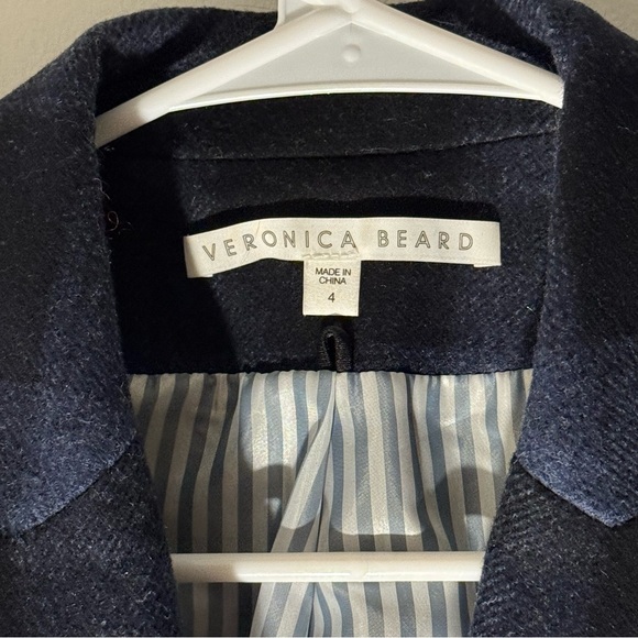 Veronica Beard Blue Navy Plaid Hudson Dickey jacket Blazer elbow pads size 4 - Picture 4 of 6
